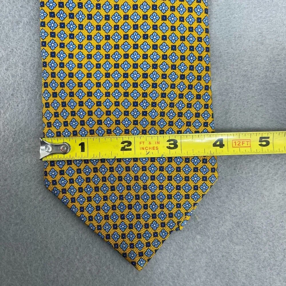 Brooks Brothers Tie Mens Yellow Blue Novelty‎ Necktie 100% Silk